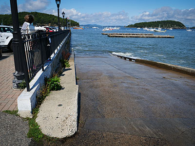 Looking down the boat ramp into the harbor