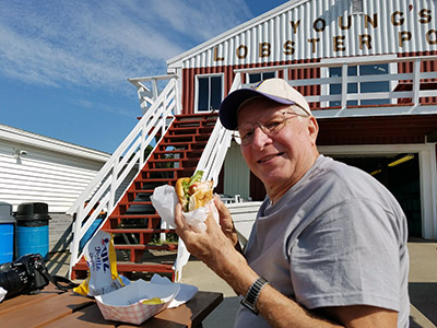 Rich is enjoying the lobster roll!