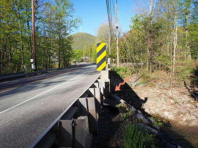 Looking S along Route 29 (location of mark, in shadow, indicated)