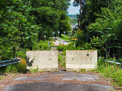 These barriers mark the end of the road