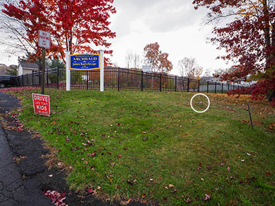 View E from the corner of the park toward the mark and house