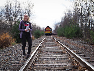 On the old D&H tracks above the site of the benchmark (and just having a bit of fun with Photoshop!)