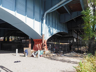 Looking NE from Union Ave. toward the bridge pier