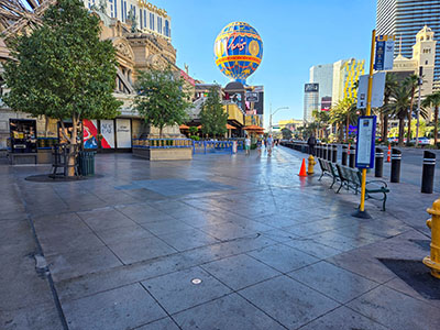 Eyelevel view of the disk; looking S along Las Vegas Boulevard toward “Paris”