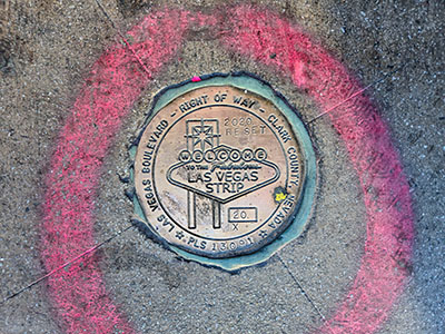 Eyelevel view of the disk on the sidewalk