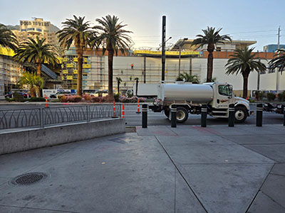 Looking E across Las Vegas Boulevard. 32X RESET is also visible in frame just to the right (south) of 33X RESET.