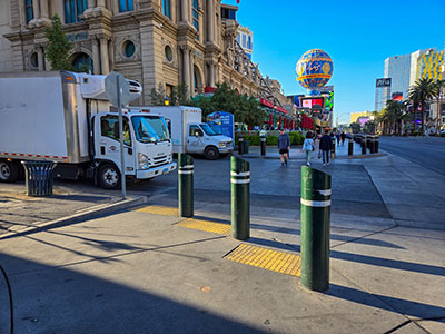 Eyelevel view of the disk; looking S along Las Vegas Boulevard (cross-street is Audrie Street)