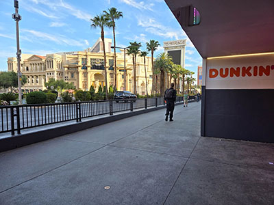 Looking NW across Las Vegas Boulevard, toward the Forum Shops at Caesar's Palace and The Mirage