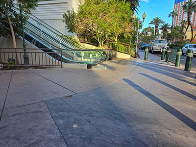 Looking W toward escalators to overpass