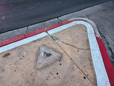 Eyelevel view of the disk on the traffic island