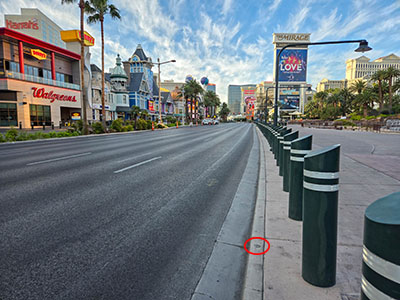 Eyelevel view of the disk, looking S along Las Vegas Boulevard