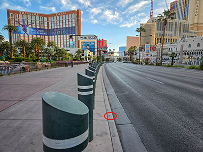 Eyelevel view of the disk, looking N along Las Vegas Boulevard