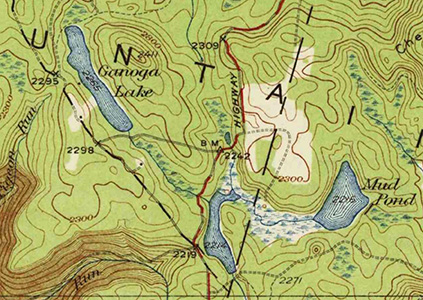 1934 topo map showing the old alignment of Route 487