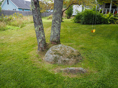 Eyelevel view of the disk on the boulder