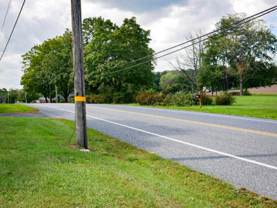 Looking W across Route 443, toward mailbox for house #521