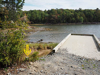 Looking ENE from the road down to the boat ramp