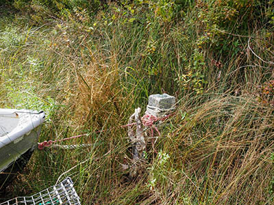 Eyelevel view of the disk on the granite post