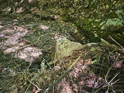 Eyelevel view of the disk on the boulder
